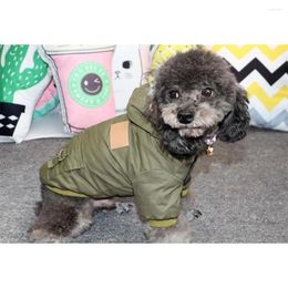 Dog Apparel Face Punch Winter Warm Pet Cotton Plush Clothing Windproof Army Coat Fur Collar Work Clothes