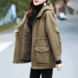 Women's Trench Coats Autumn Winter Thicken Warm Coat For Women Fashion Double Pockets Casual Loose Female Clothing Parkas Cotton-padded