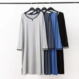 Men's Sleepwear Modal Robes Spring Summer Pyjamas Shower Mid-long Knee Length Thin Bathrobe Loose Plus Size Man Homewear Sleep Dress