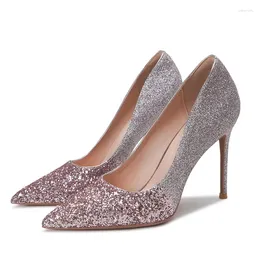 Dress Shoes Moraima Snc Glitter Embellished High Heel Women Pointed Toe Party Wedding Heels Silver Red Black
