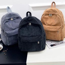 Backpack Fashion Preppy Style Student Ladies Soft Handle Solid Large Capacity Corduroy Striped School Bag For Teenage Girls