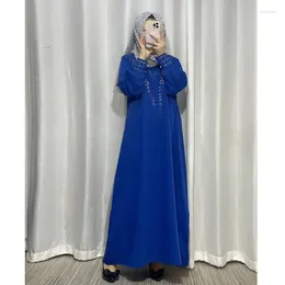 Ethnic Clothing Women Ramadan Eid Muslim Dress Dubai Islamic Elegant Loose Robe African Turkish Kaftan Diamond Solid Abaya Long Dresses