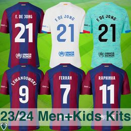 23 24 PEDRI GAVI Soccer Jersey LEWANDOWSKI FC FERRAN Camiseta De Futbol AUBA Barca JOAO CANCELO 2023 2024 ANSU FATI Football JOAO FELIX Barcelona Kits Men Kids Player