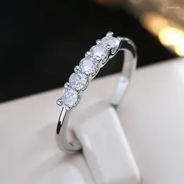 Cluster Rings Kinel Simple Shaped Bridal Wedding Ring With Round CZ Stone Accessories Stylish Daily Wear Women Modern Party Jewellery Gifts