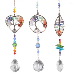 Garden Decorations Colourful Heart Suncatchers Crystal Tree Life Pendant Rainbow Maker For Car Drop