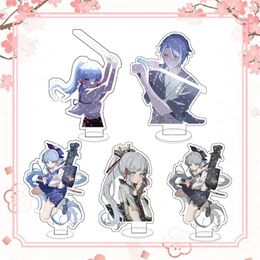 Keychains Anime Genshin Impact Figure Cosplay Acrylic Action Kamisato Ayaka Ayato Stand Sign Desk Decor Fans Collect Toy Gift For Friend