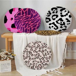 Pillow Leopard Print Mat Square Seat Office Dining Stool Pad Sponge Sofa Non-Slip