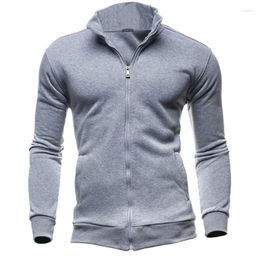 Men's Hoodies 2024 Solid Sweatshirts Zipper Stand Collar Male Korean Fashion Casual Sweatshirt Cardigan Pullover Streetwear Clothing