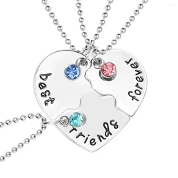 Pendant Necklaces Three- Friendship Necklace With Broken Heart For