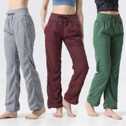 LU-632 Dance Studio Yoga Leggings Groove Drawstring Gym Clothes Women's Align Sports Running Fitness Flare Pants
