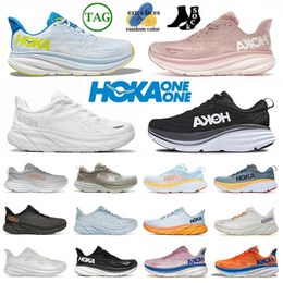 Size 36-47 Hoka One Clifton 9 Run Hokas Shoes Women Free Pepople Sneakers Bondi 8 Cliftons Black White Peach Whip Harbor Cloud Carbon x2 Men Trainers Jogging