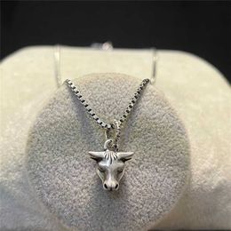36% OFF Gu Niu Tou Necklace Zodiac Animal Pendant Clavicle Chain Letter Double Sterling Silver 925 Men's and Women's Craft
