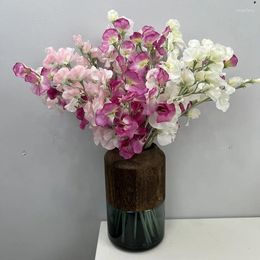 Decorative Flowers 63CM Nordic Home Decoration Artificial Fragrant Pea Flower Living Room Tea Table Plant Hair Bundle