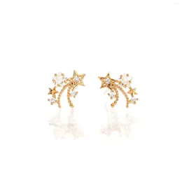 Stud Earrings Korean Style Vintage White Zircon Five-Pointed Star Meteor For Women Girl Party Birthday Jewellery Gift