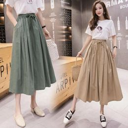 Skirts Spring And Summer Korean Version Of Loose High Waist Wide Leg Pants Casual Nine-point Culottes Elastic