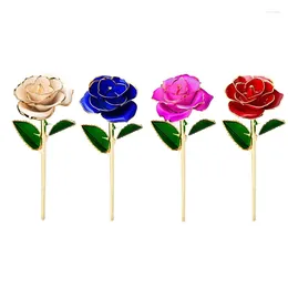 Decorative Flowers 24K Plated Gold Dipped Rose Dried Flower With Gift Box And Dispaly Stand For Valentine's Day Wedding Anniversary