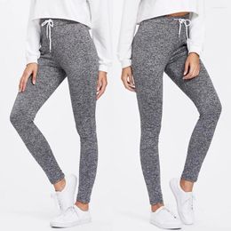 Yoga Outfits Sport Casual Fitness Pants Womens Elastic Drawstring Solid Leggings Breathable Close-fitting Sportswears 2024