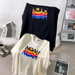 New Pullovers High Street Gradient Letter Print Sweatshirt Oversize Cotton Casual Men Women Sweaters Outerwear