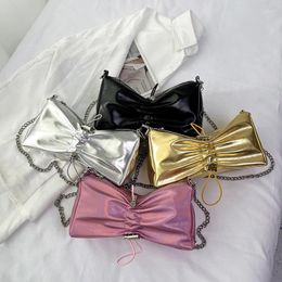 Evening Bags Sweet Handbag Totes Women's Bag Bow Shaped Chain Underarm Ladies Silver Shoulder Messenger Designer Fashion Armpit