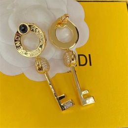 38% OFF Fen Parent's Round Letter Key F Rhinestone Fashion Brass 925 Silver Needle Earrings