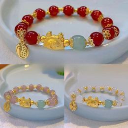 Strand 2024 Dragon Chinese Red Bead Bracelet Female Yilong Steamed Dumplings High Grade Jewelry