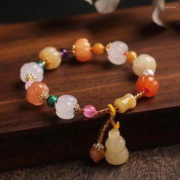 Charm Bracelets 2024 Chinese Style Jade Gourd Bracelet Fashion Retro Couple Valentine's Day Jewellery Gift