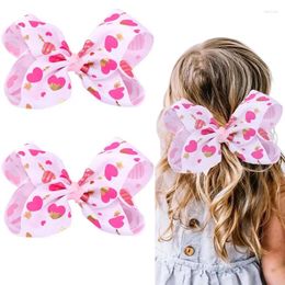 Hair Accessories Cute Ribbon Love Heart Print Bows With Clip For Girls Clips Handmade Hairpins Barrettes Headwear Kids