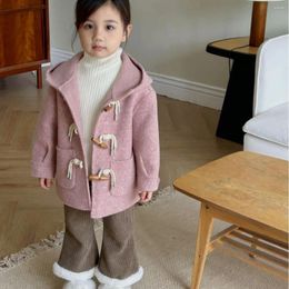 Jackets Wool Coat Jacket Medium Length Kids For Girls Outerwear Long Children's Korean Clothing 2024 Winter