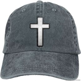 Vintage Baseball Cap Christian Cross Denim Hats Adjustable Trucker Hats Dad Cap