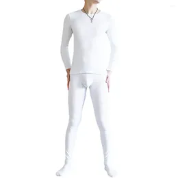 Men's Thermal Underwear Winter Cotton Long Johns For Men O Neck Sleeve Tops Bottom Sleepwear Undershirts Man Clothing Lingerie