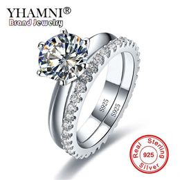 Anti Allergy No Fade Original Pure 925 Silver Rings Sets Cubic Zirconia Diamond Engagement Rings Sets Wedding Jewelry For Women DR206U