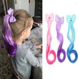 Hair Accessories Cute Children Gradient Bow Hairpin Headdress Ponytail Rope Female Baby Colour Wig Braid Elastic