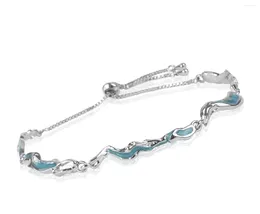 Link Bracelets Blue Wave Original Design Light Luxury Adjustable Couple Bracelet Sweet Cool Style Birthday Gift Free Delivery