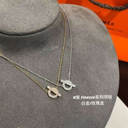 Korean New Pig Nose Full Diamond OT Buckle Necklace with Luxury Temperament and Advanced Sense Collar Chain Network Red Same Style as Gift for Girlfriend
