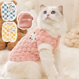 Cat Costumes Plush Clothes Winter Button Jacket Warm Pullover Vest Cute Pet Cartoon Bear Print Clothing Accessories For Cats