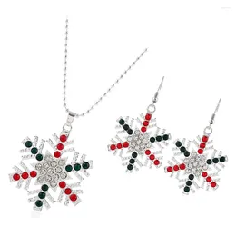 Necklace Earrings Set Snowflake Accessory Christmas Gift Xmas Jewellery Post For Women Earings Pendant
