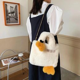 Evening Bags Furry Chain Fur Shoulder For Women Plush Tote Soft Fluffy Bag Luxury Designer Handbag Winter Messenger