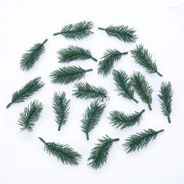 Decorative Flowers 100Pcs Christmas Tree Ornament Mini Artificial Pine Needles Garland Pick Party Supplies For Simulation Plants