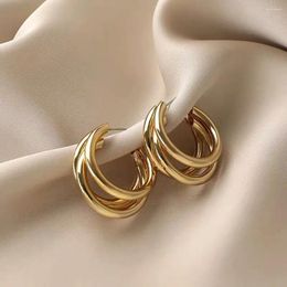 Stud Earrings Fashion Metal Punk Round Hoop C Shape For Women Lady Trendy 3 Colour Dangle Birthday Wedding Party Ear Jewellery Gift