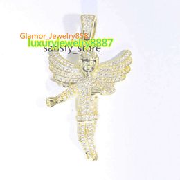 RTS Hiphop Angel Color D Moissanite Diamond Sterling Sier Collana pendente per catena cubana