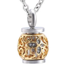 Cremation memorial ashes urn keepsake Special design crystal lantern stainless steel pendant necklace Jewellery for women206M