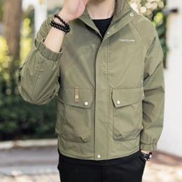 Men's Jackets Men Casual Coat Windproof Stand Collar Winter With Zipper Closure Pockets Smooth Long Sleeve Jacket For Fall Soft