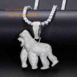 Full VVS Moissanite Iced Out Gorilla Pendant Bling 925 Sterling Silver Pass Diamond Test Luxury Hiphop Jewellery For MenPendant necklace