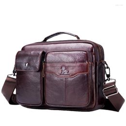 Briefcases Men's Bag Men Genuine Leather Handbags Briefcase Shoulder Messenger Casual Business Travel Bags