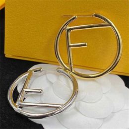 22% OFF Fenjia F Letter Pair of Different Colors Brass Material Silver Needle Fashion Versatile Earrings for Women