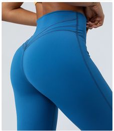 LUU Clothing Leggings Women Tracksuit Nude Tight Wide Leg Pants with Raised Hips and High Waist Casual Flared Pants Fitness Exercise Yoga joggers running