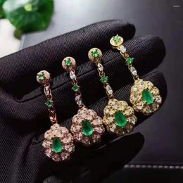 Stud Earrings Natural Emerald Earring Fashionable Gem 925 Silver Women Jewelry