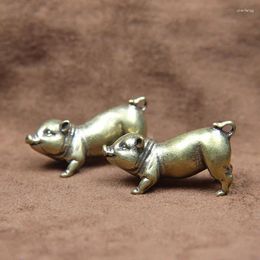 Decorative Figurines Solid Pure Brass Zodiac Pig Decoration Accessories Miniature Cute Little Fat Ornament Vintage Copper Animal Statue