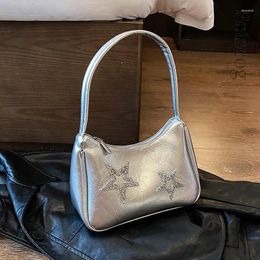 Evening Bags Silver Star Pattern Underarm For Women 2024 Y2K Style Handbags With Short Top Handle Luxury Party Shoulder Bag