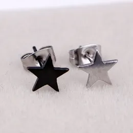 Stud Earrings Fashion Women Men Punk Small Stars Colour Black Titanium Petagram Star Jewellery